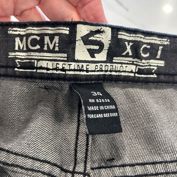 VTG Y2K Southpole MCM XCI Men's 34x31 Straight Leg Gray Denim Jeans Streetwear - Picture 4 of 10